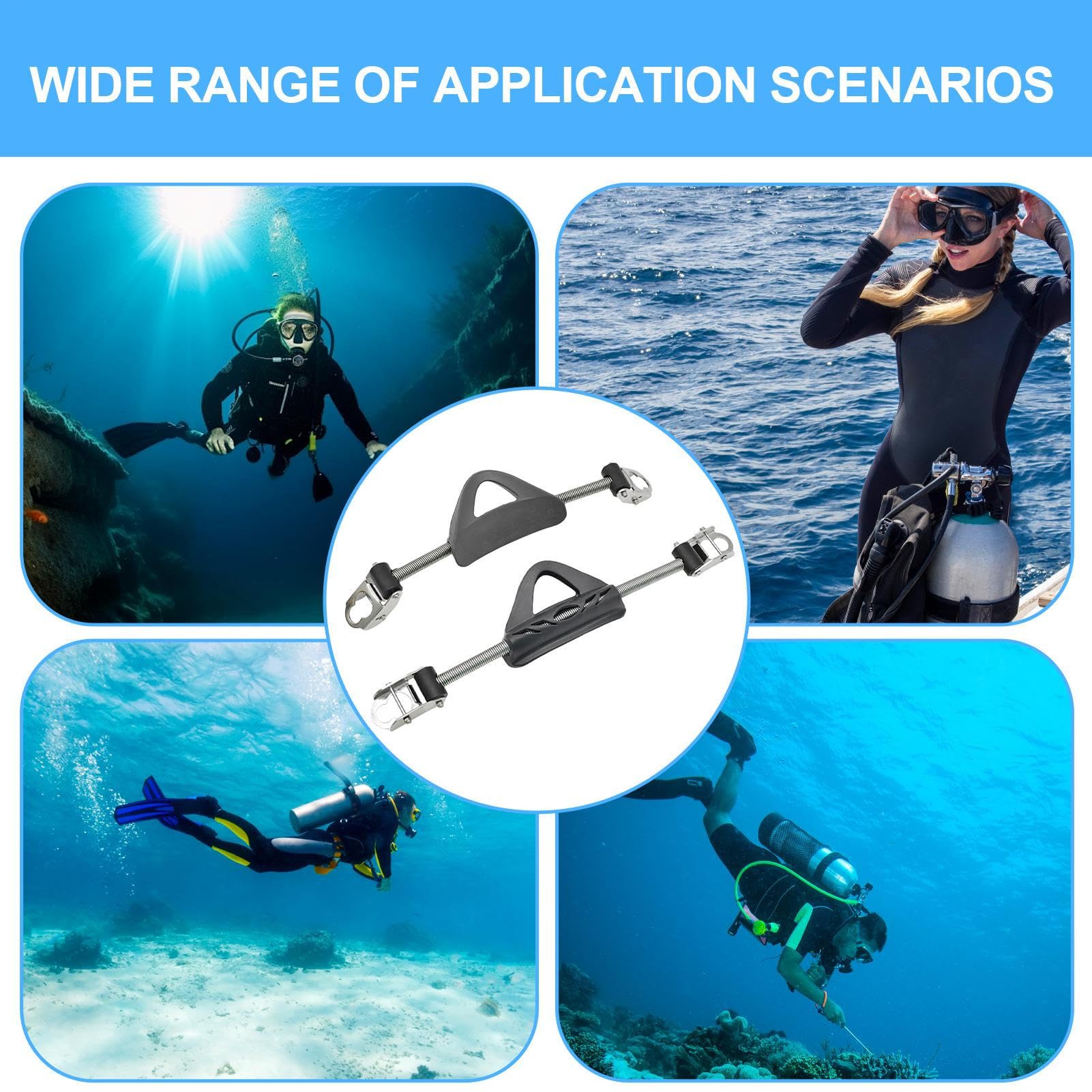 Correa para aletas de buceo, correa para aletas de buceo, correas ajustables de acero inoxidable para submarina - Correa de aleta de talón con hebilla de liberación rápida, accesorios