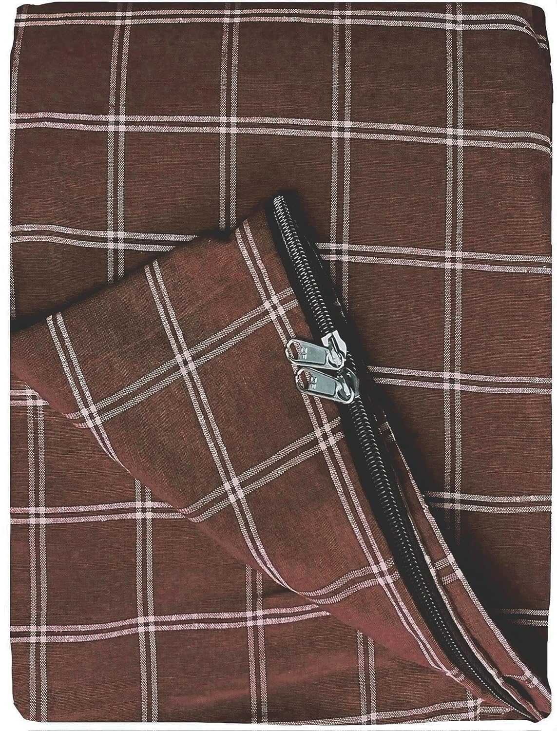 Brown - Cotton Zipper Mattress Cover, 72x36x4 inch, Checkered Pattern, 75x36x4-image-17