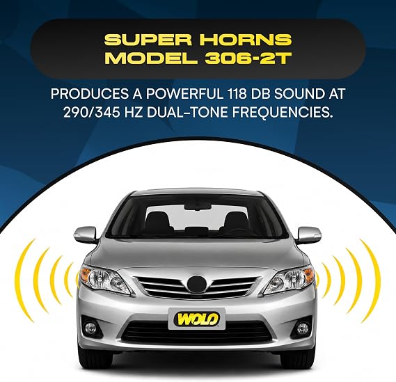 WOLO 306-2T Super Horns Dual Disc Car Horn Kit, 118 dB, 12V