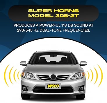 WOLO 306-2T Super Horns Dual Disc Car Horn Kit, 118 dB, 12V