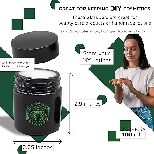 Miniatura 2 de Tarro pequeño de vidrio tintado y tapa con obras de arte pintadas, protección contra la luz UV para hierbas y especias, condimentos, organización y