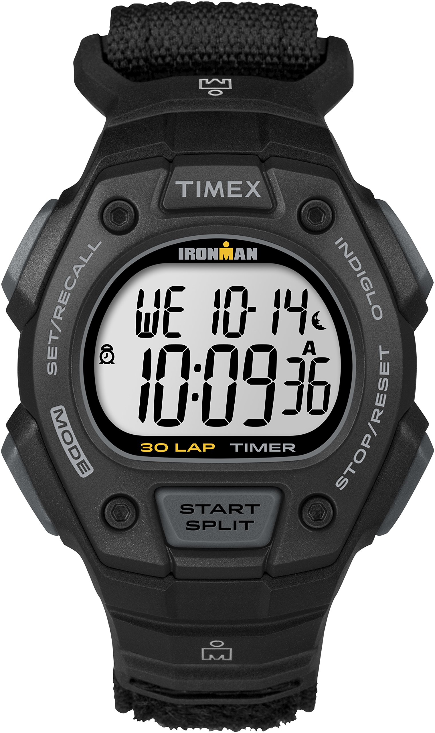 Timex Unisex Quartz Watch with LCD Dial Digital Display and Black Fabric Strap TW5K90800