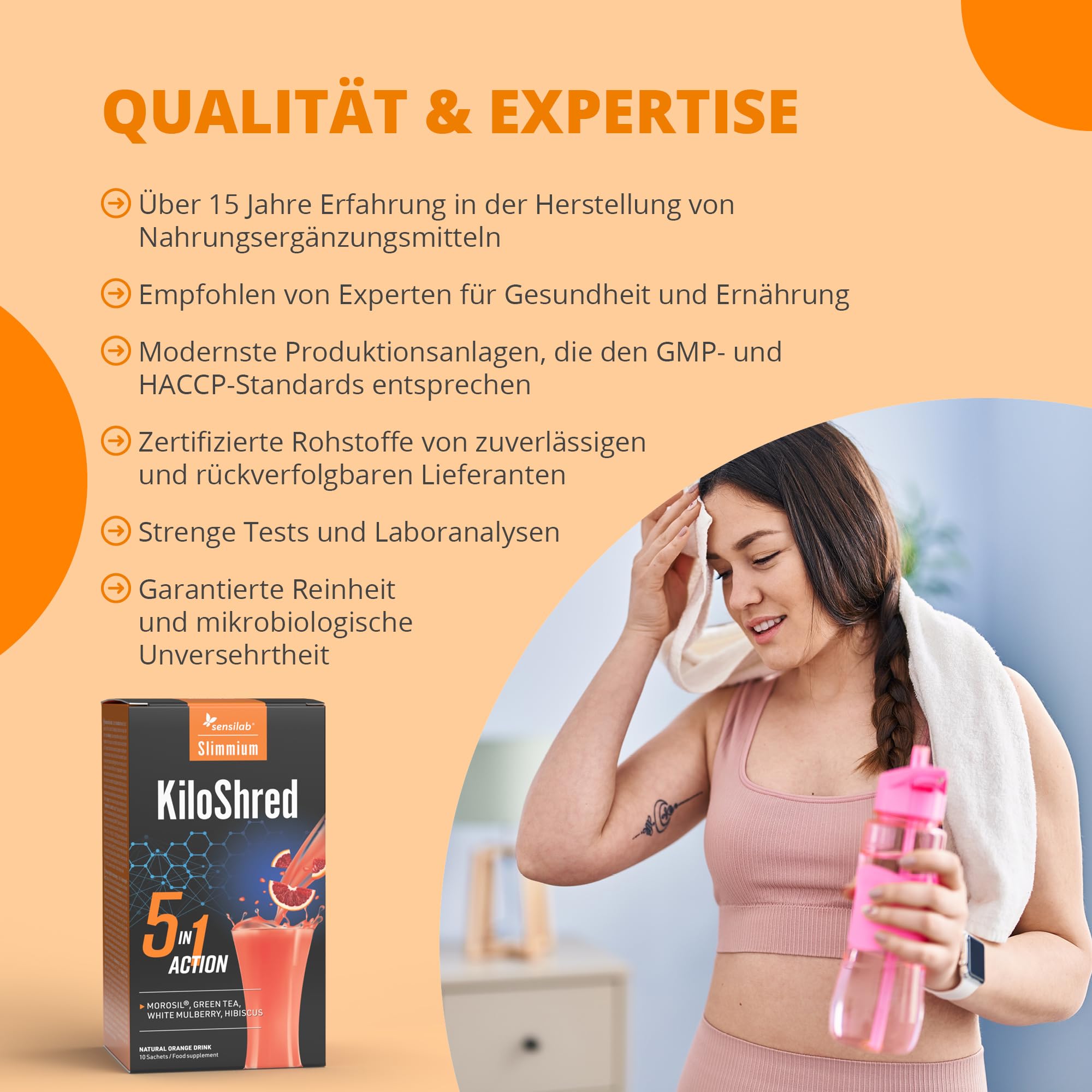 Sensilab Slimmium KiloShred 5-in-1 - Morosil, Grüner Tee, Weißer Maulbeerextrakt, Hibiskus, Vitamin C und Zink - 30 Beutel für 30 Tage - Abnehmeffekt - Glutenfrei, Vegan