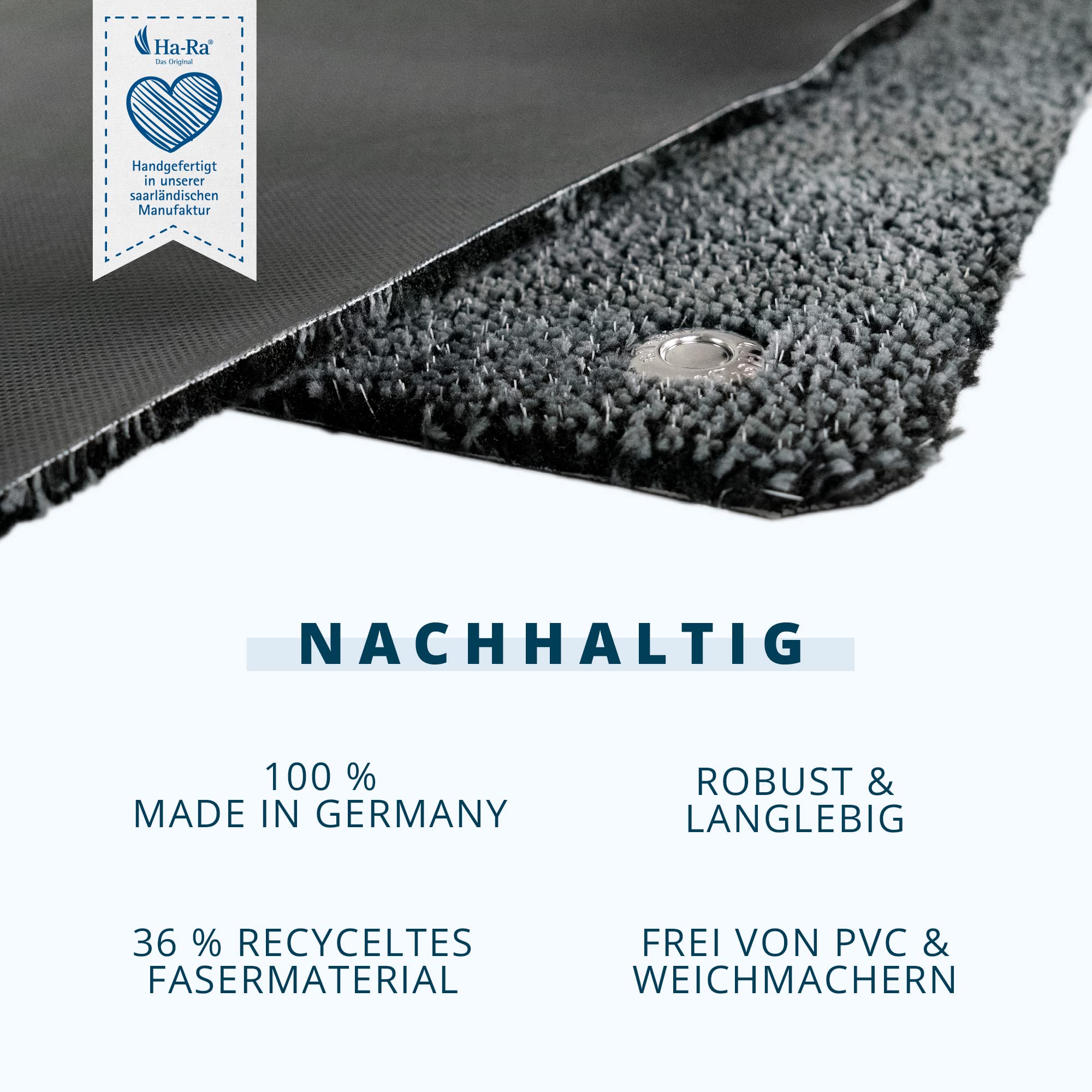Ha-Ra Innen-Fußmatte Eco Premium Anthrazit I rutschfeste Matte I Nachhaltige Türmatte innen I saugfähiger Fußabstreifer I Schmutzmatte Innenbereich I Fußmatte waschbar in 40 x 60 cm