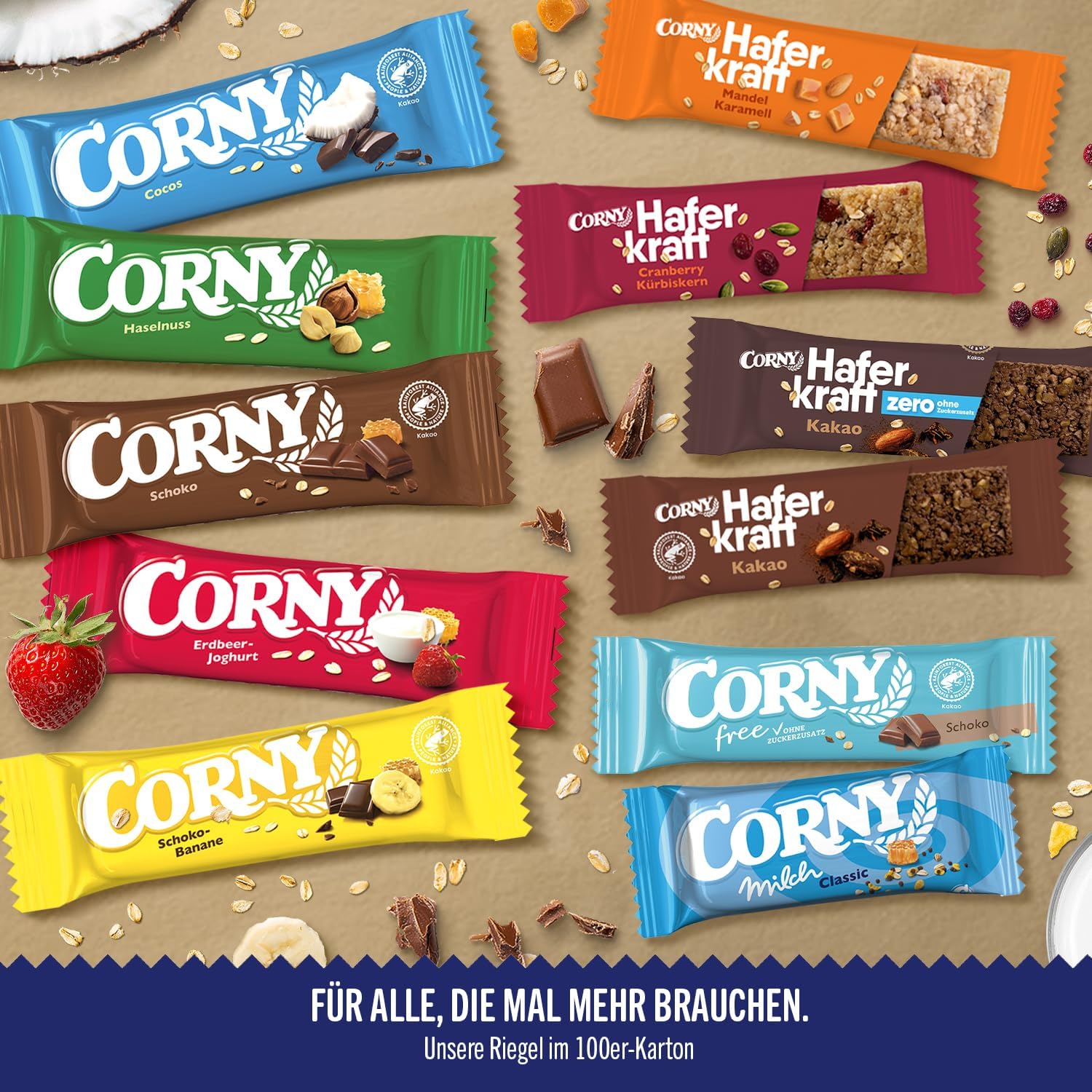 Corny Classic Schoko-Banane Müsliriegel 100er-Vorratspack 100 x 25 g