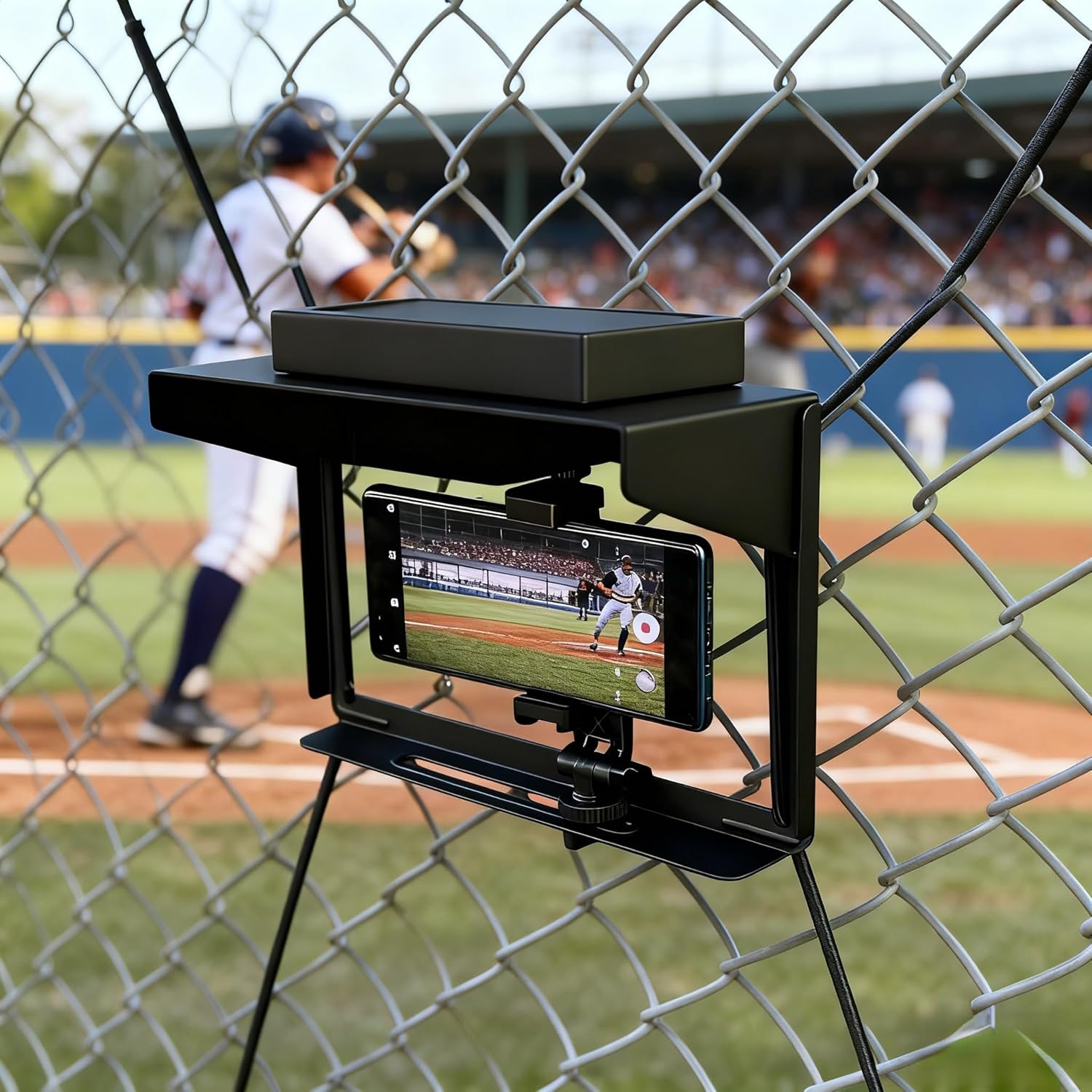 Magicbox Phone Fence Mount with Magnetic Shade Pro - 360 Adjustable Phone/Camera Bracket for iPhone, Samsung, GoPro & Mevo Start - Baseball, Softball, Tennis Sports Mounting Kit for Gamechanger