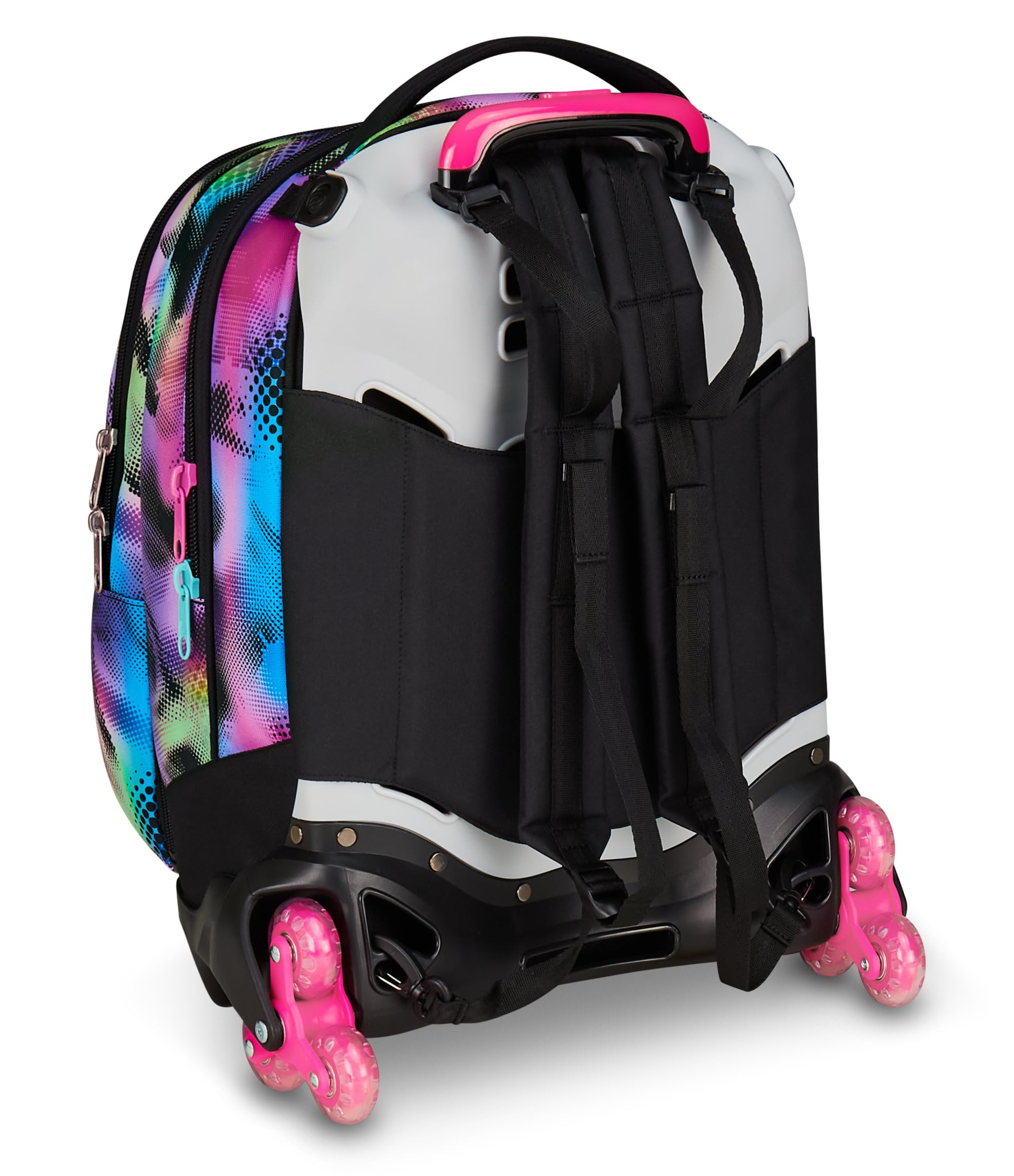 Seven Trolley Scuola Jack 3 Ruote Detach Write Down, Fucsia Azzurro, Zaino Con Carrello Sganciabile Da 37 Litri, Tasca Borraccia, Zainetto Staccabile, Multiuso e Spazioso, Per Scuola Elementare e