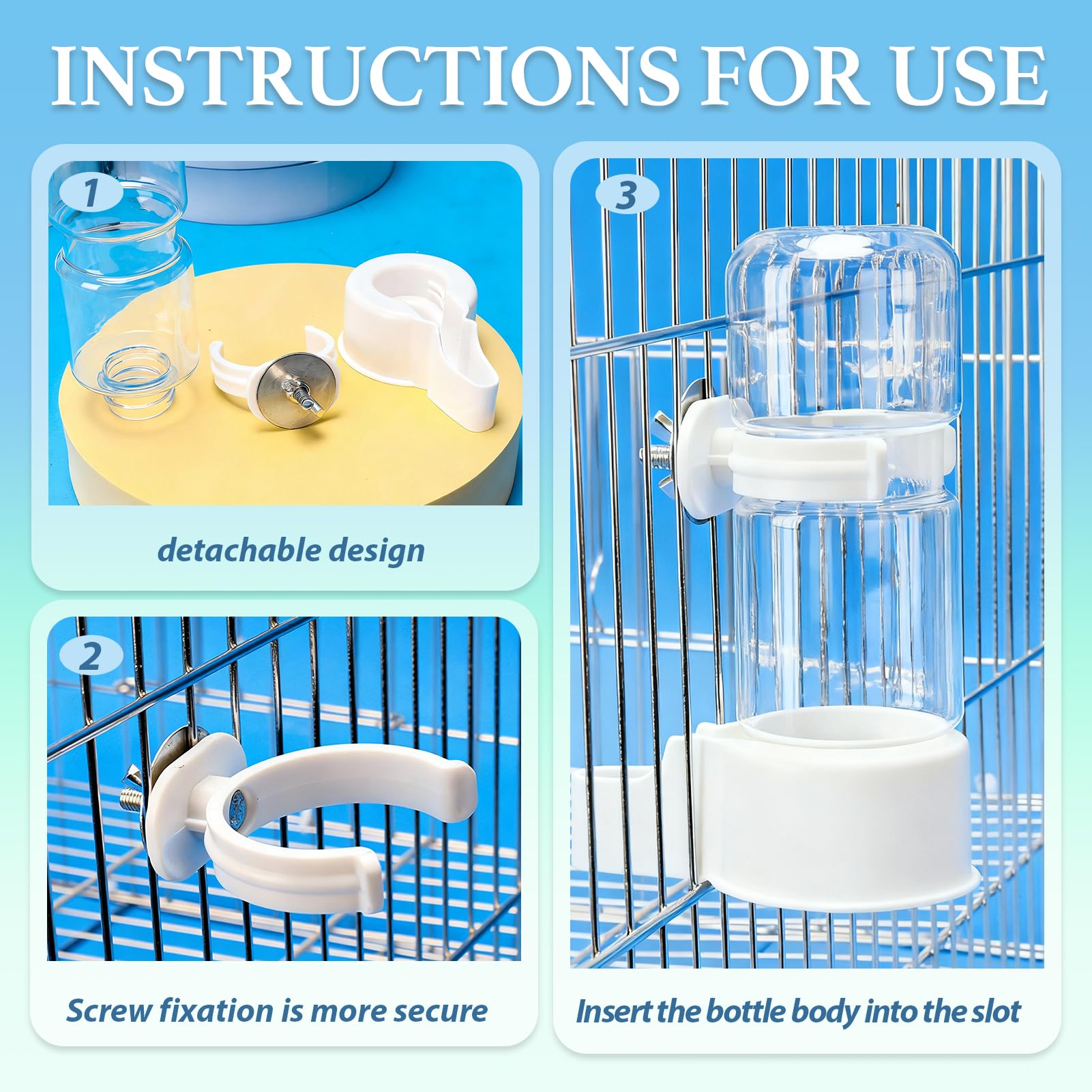 2 PCS Distributore Acqua Uccelli E Mangiatoia per Uccelli Automatica, Dispenser Acqua Cibo per Uccelli Con Fissaggio Gabbia, Uccelli Alimentatore Automatico per Pappagalli e Piccioni