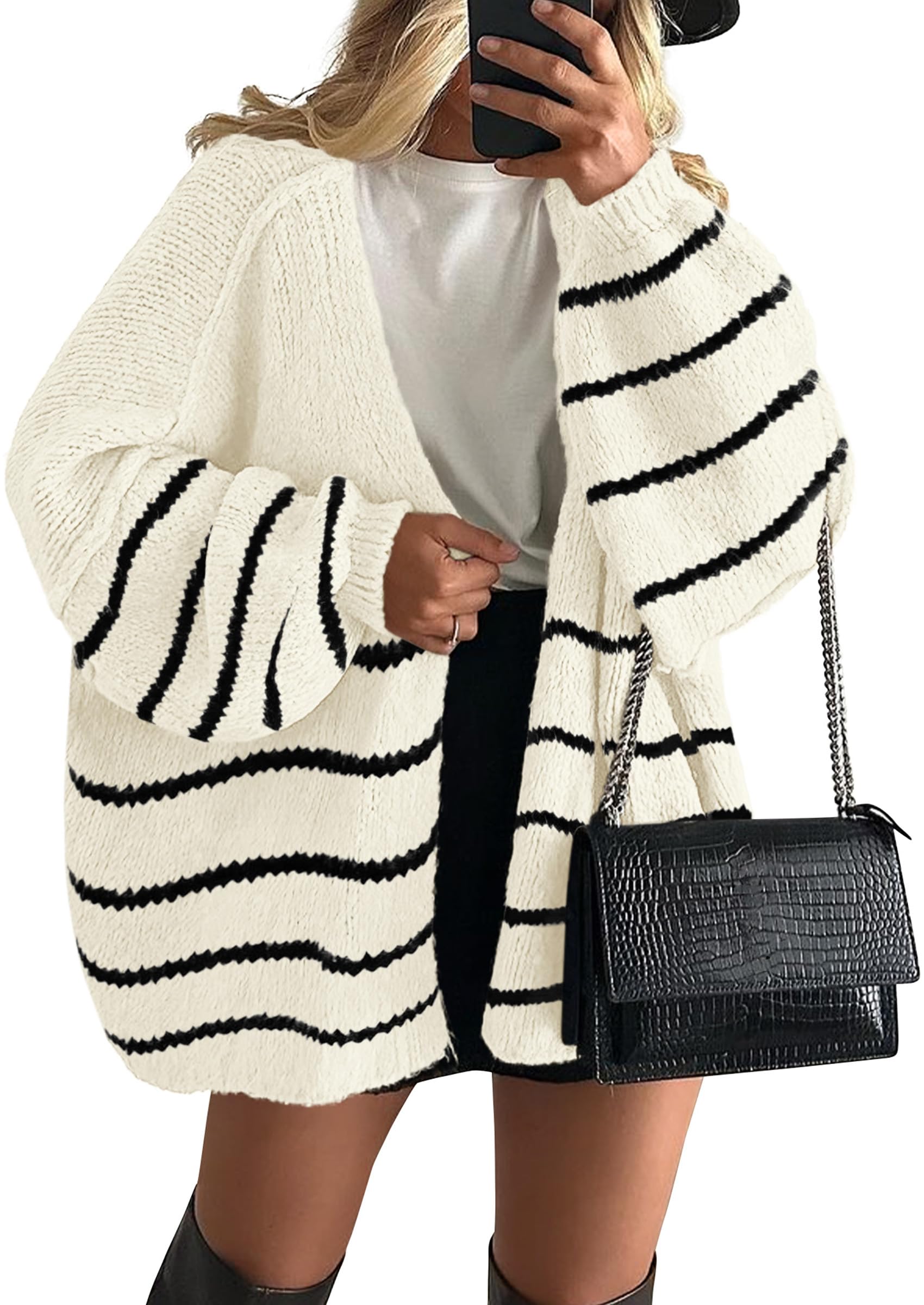 PRETTYGARDEN Womens Open Front Oversized Cardigan Sweaters