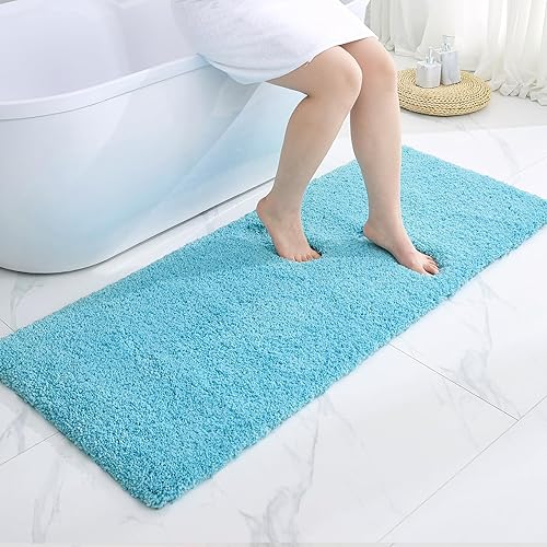Miniatura 23 de Alfombra larga para suelo de baño de 24 x 70 pulgadas, color blanco antideslizante, esponjosa, lavable, absorbente, para ducha y lavabo