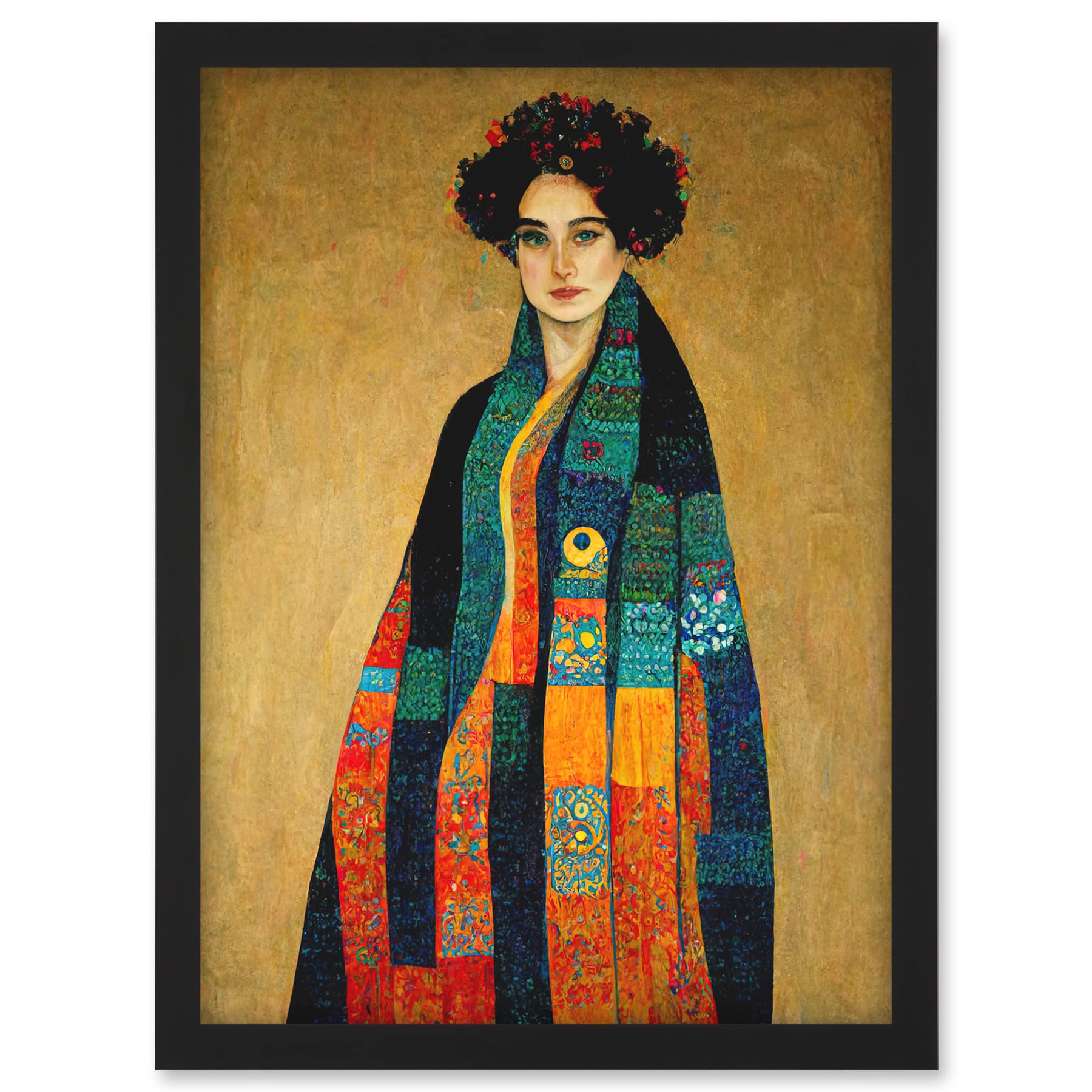 Doppelganger33 LTD Gustav Klimt Inspired Female Portrait Woman Artwork Framed A3 Wall Art Print