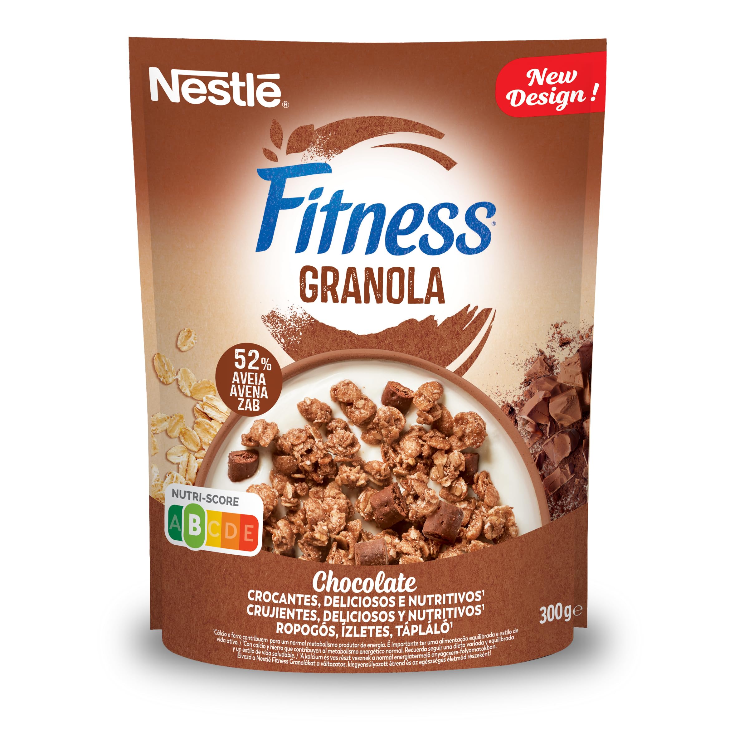 Nestlé Fitness Cereales Chocolate Granola Copos de Avena Integral y Trigo con Miel, 300g
