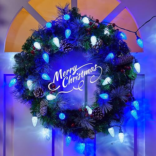 Miniatura 8 de Luces LED C9 de Navidad para exteriores, 81 pies, 100 luces LED de cadena con temporizador y 8 modos de luz, luces de árbol de Navidad conectables