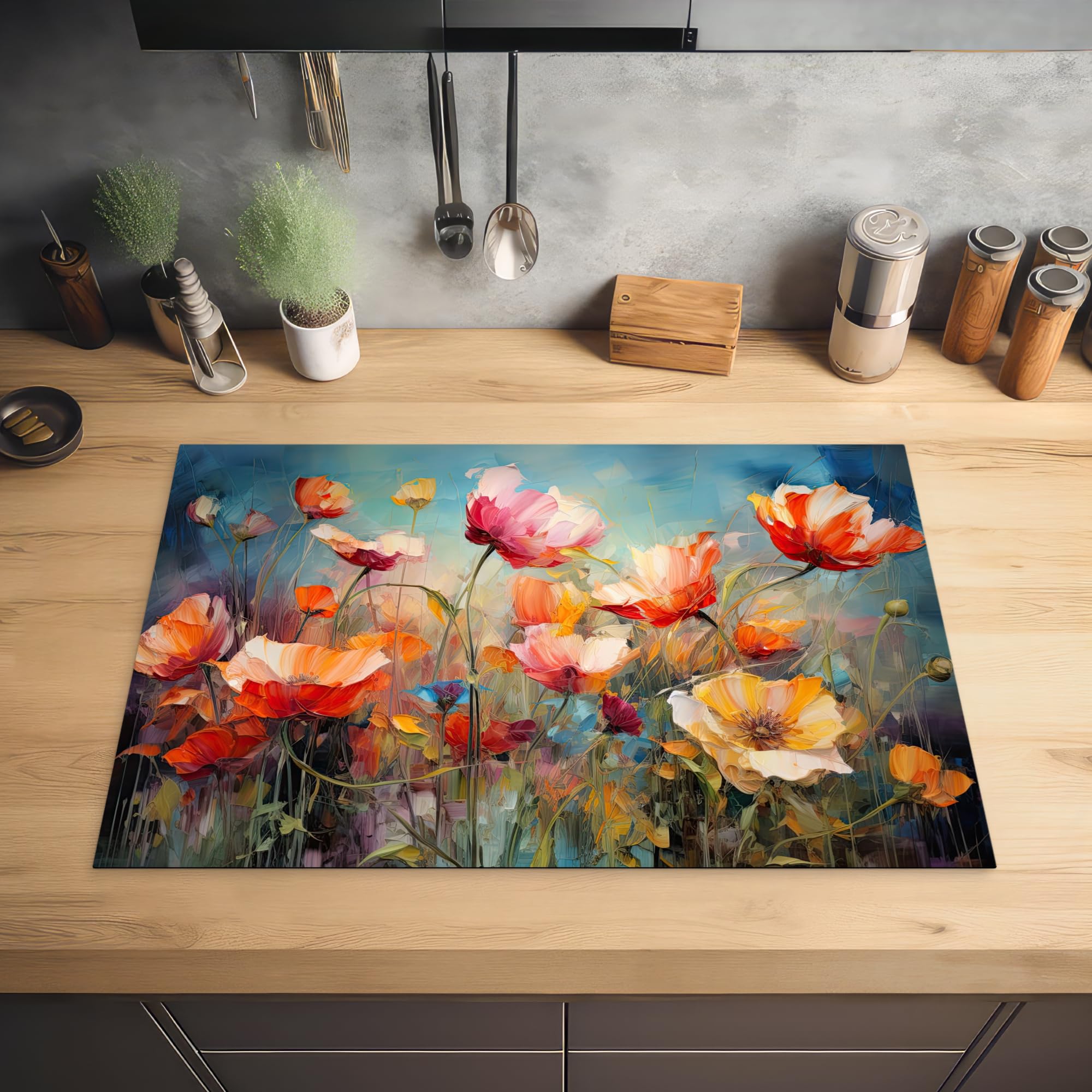 Tappetino Protezione Piano Cottura 77x51 Cm - Per Induzione, Antiscivolo, Mappa Del Mondo