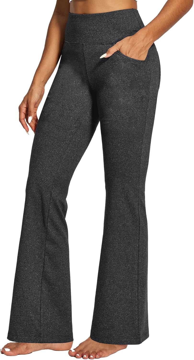 IUGA Yoga Pants Women Wide Leg High Waist Bootcut Workout Flare Leggings Tummy Control Work Dress Pants Women 4 Pockets