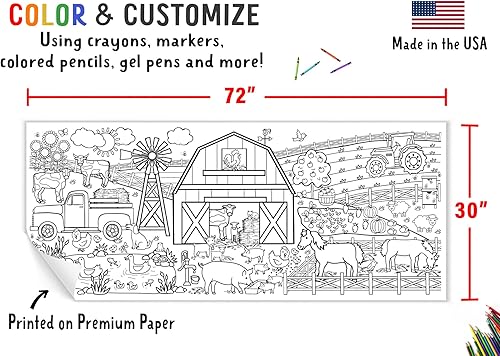 Miniatura 3 de Tiny Expressions Póster gigante para colorear para niños, pancarta de papel jumbo de 30 x 72 pulgadas o cubierta de mesa para fiestas escolares o
