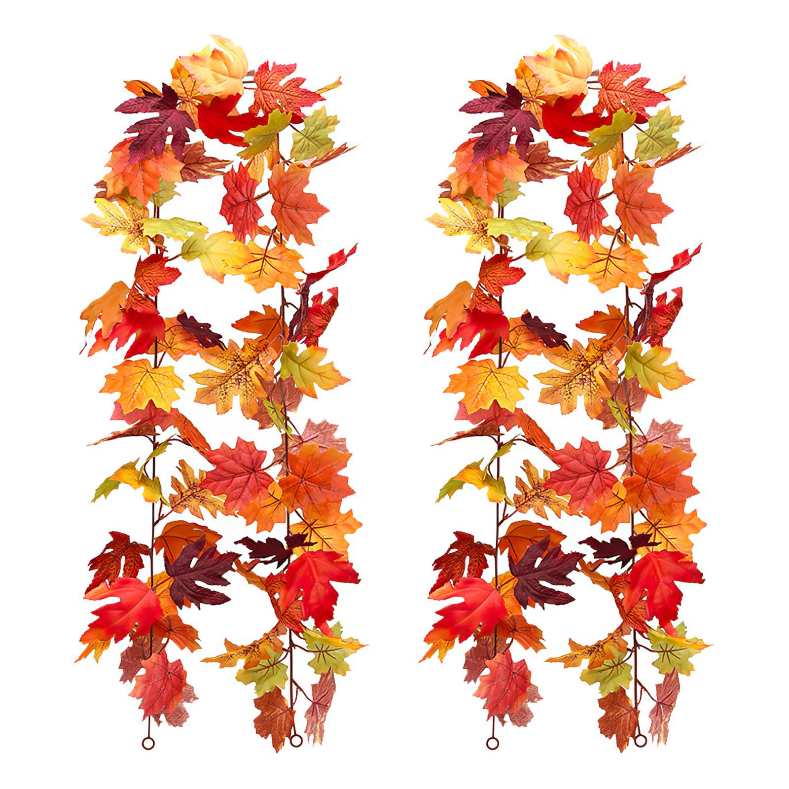 2 Pcs Autumn Maple Leaf Garland, 5.8 Ft Hanging Artificial Autumn Fall Maple Leaf Garland, Autumnal Decorations for Home, Autumnal Leaves Decorations for Home Fall Harvest Festival Halloween Christmas