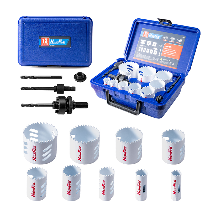 Image of HIGHFIRE 13pcs Hole Saw Set,Bi-Metal Hole Saw Kit, M42 Bi-Metal Hole Cutter Set with General Purpose 3 /4 inch to 2-1 /2 inch