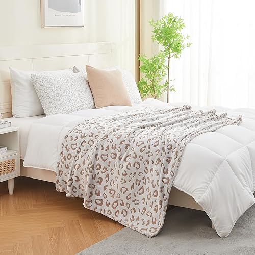 Miniatura 5 de SOCHOW - Manta Uragiri, de franela, vellón, ligera, muy suave y acogedora, de 50 x 60 pulgadas, con diseño de leopardo, en color café