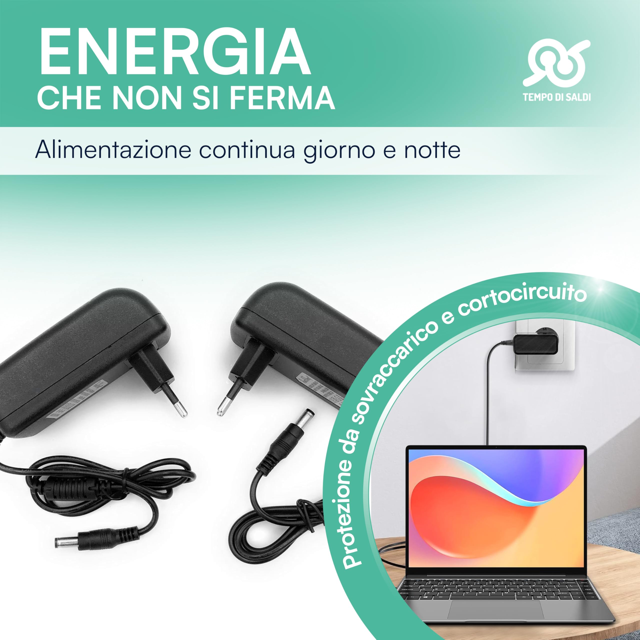 TEMPO DI SALDI Alimentatore Da 2 Ampere 12 Volt Per Telecamera E Striscia A Led 2.1/5.5 mm CCTV
