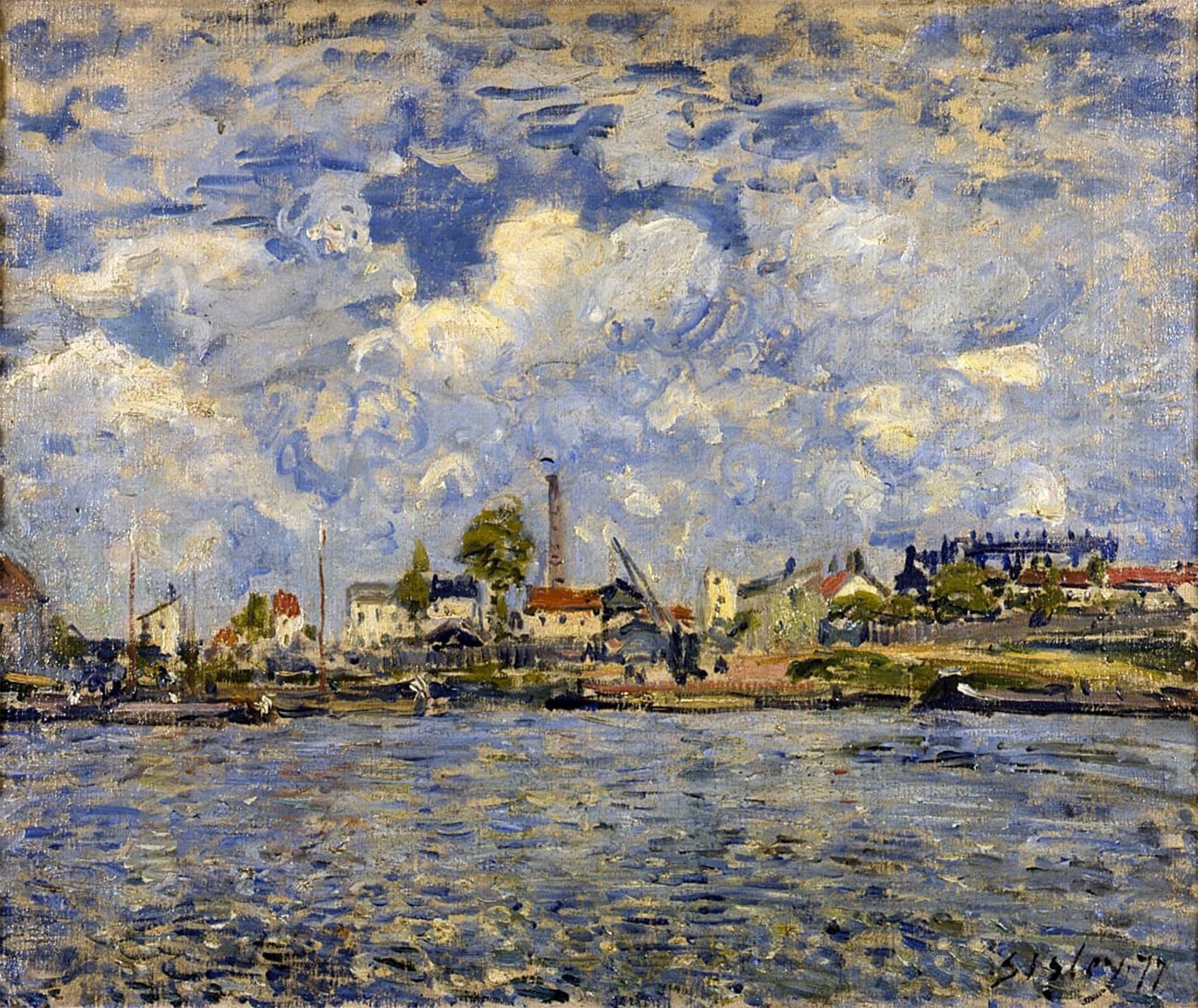 ARTXLXXBN Famous Art Print Poster Vintage Wall Art the Seine At Point Du Jour by Alfred Sisle Canvas Art Poster for Home Decor 60x90cm