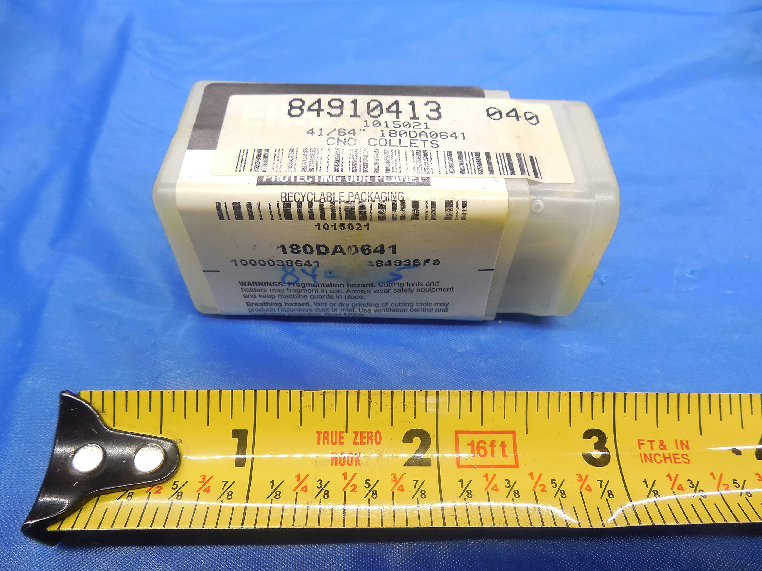 M & J Tooling LLCNew Erickson KENNAMETAL 41/64" DA180 Collet 1.625" OAL 1.035" OAD Factory Pack