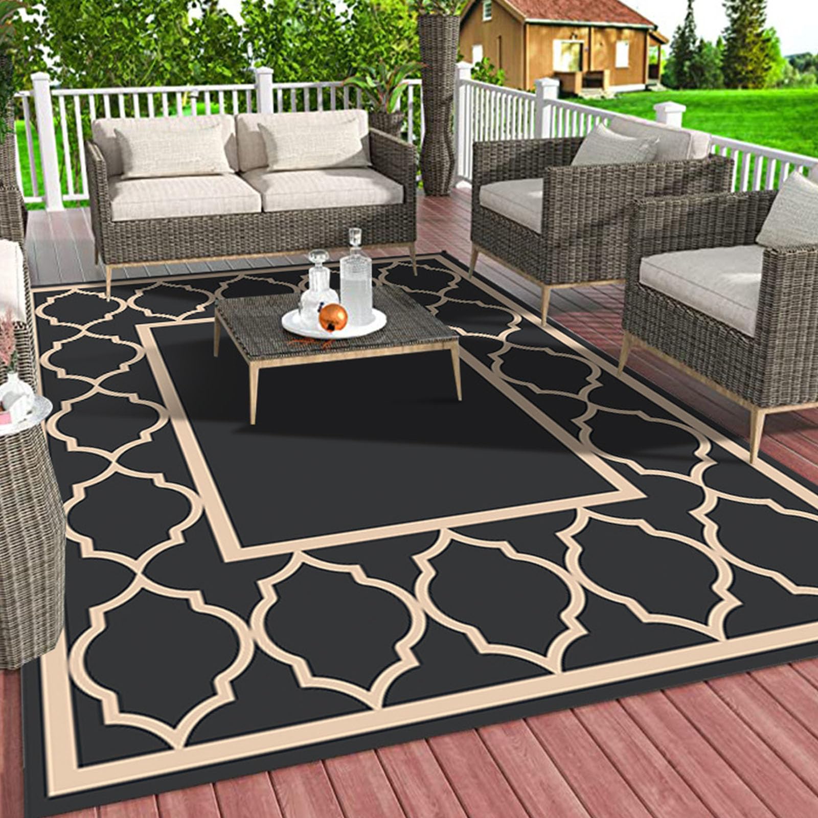 Nucelit Durability Outdoor Rug Sun Resistant Carpet Area Rug for Camping Deck Backyard Gardens Balconys Carpet