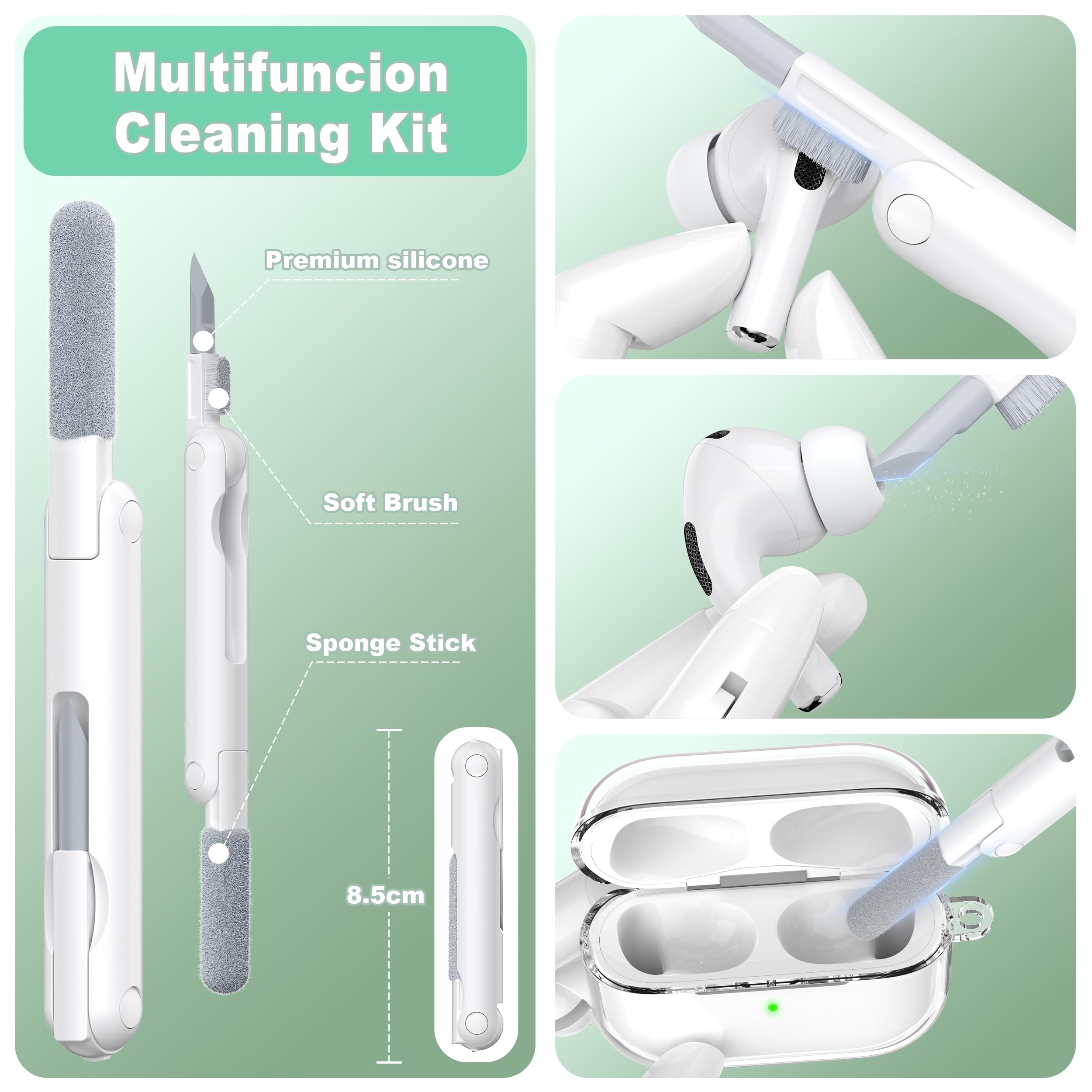 Compatibile con la Custodia per Airpods Pro 3 generazione, Custodia per Airpods Pro 3 con Portachiavi, Custodia Trasparente Morbida e Resistente Agli Urti di Grado Militare, Bianca