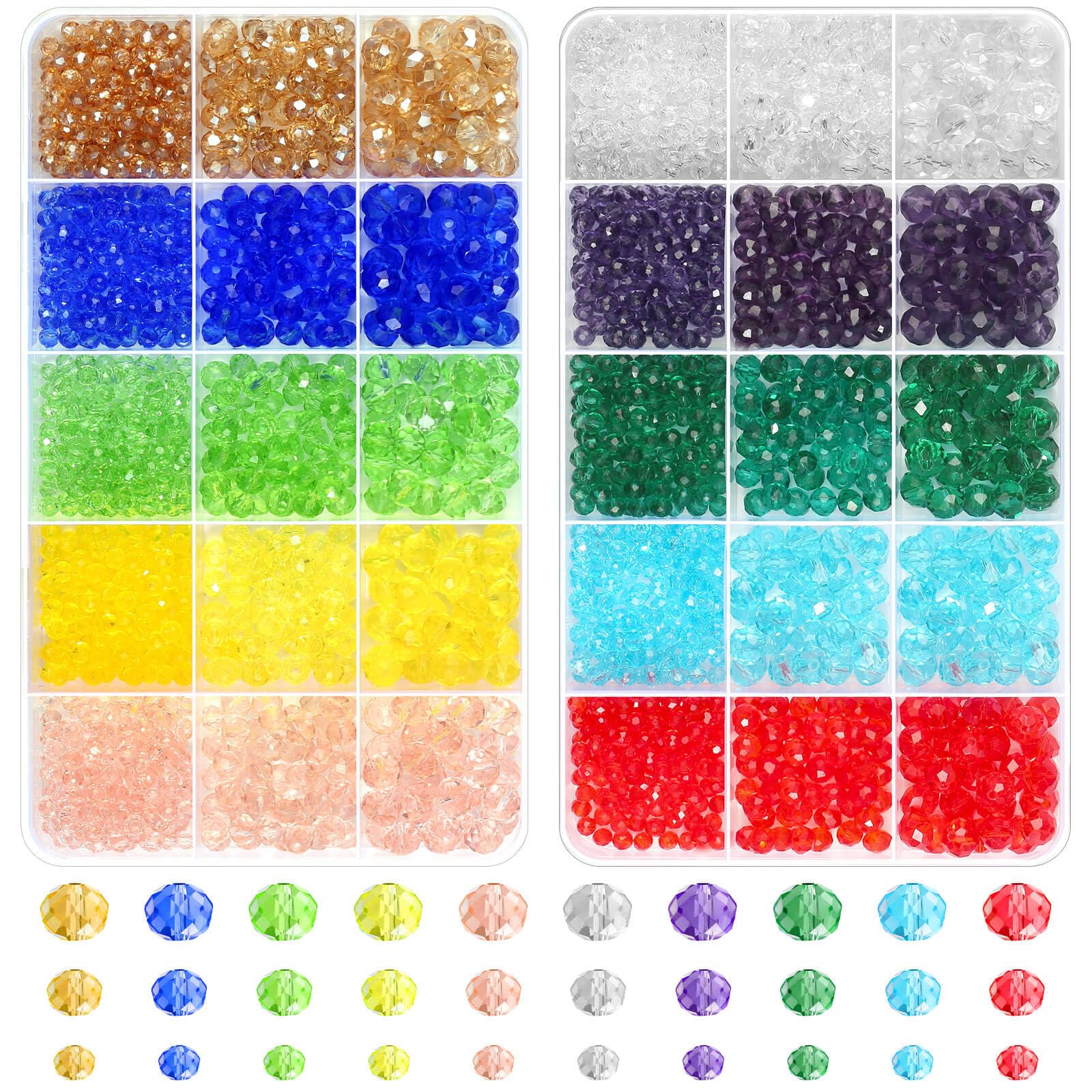 cridoz 2000 Pcs Briolette Crystal Glass Beads for Jewelry Making Rondelle Beads