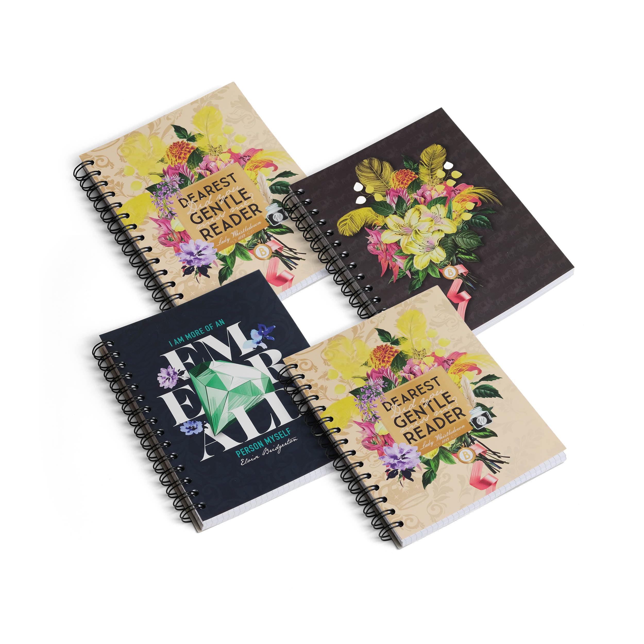 Pigna x Bridgerton, Pack of 3 Maxi Spiral Notebooks, High Folding, Inner 1R, Lined