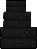 Vista 31 de Juego de toallas de baño - 100% algodón - 2 toallas de baño, 2 toallas de mano y 2 toallitas - Grandes, gruesas, esponjosas, absorbentes, secado