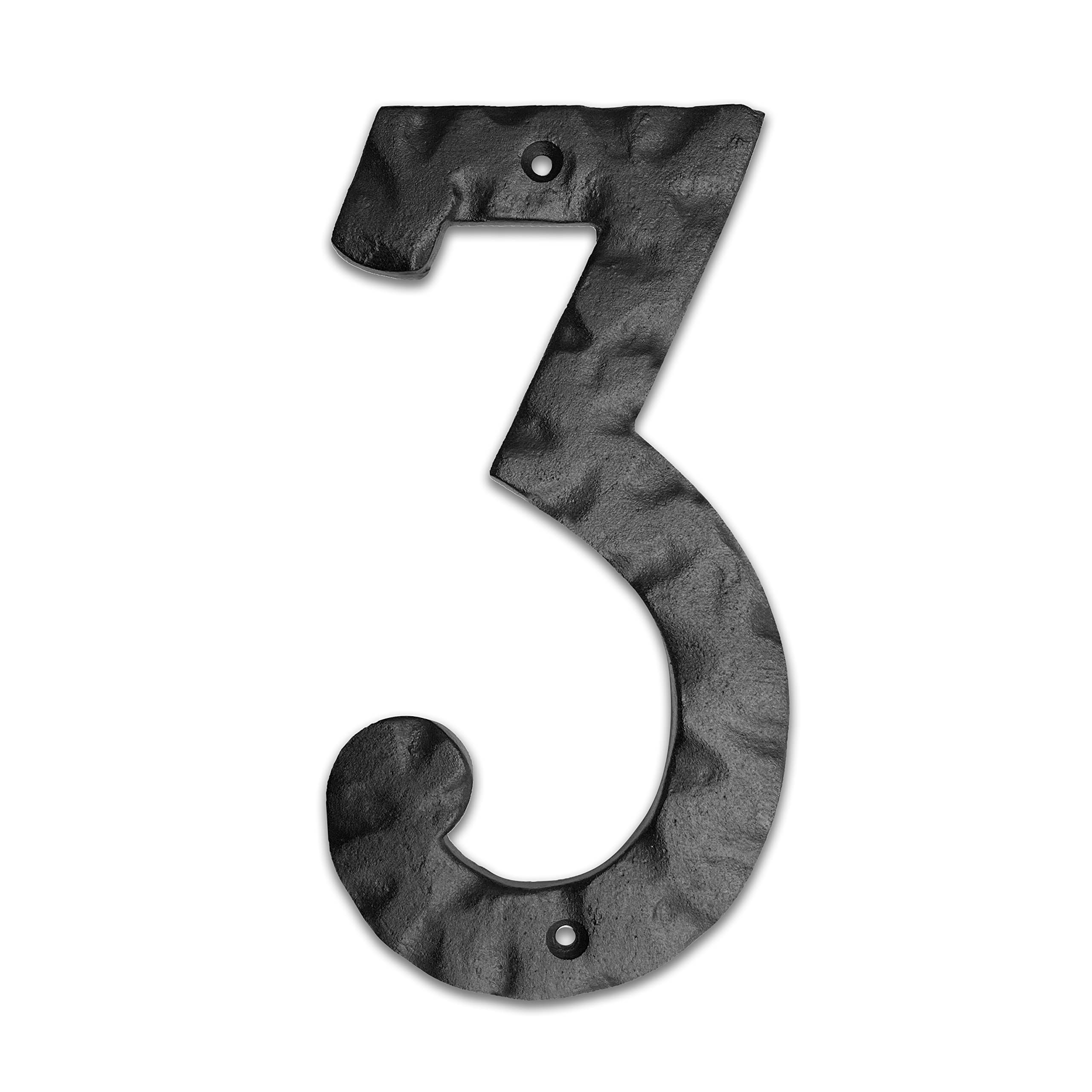 NACH House Numbers for Outside, 6 inch Black Address Numbers for House - Number 3 - Rustic Numbers for Outside with Mounting Hardware