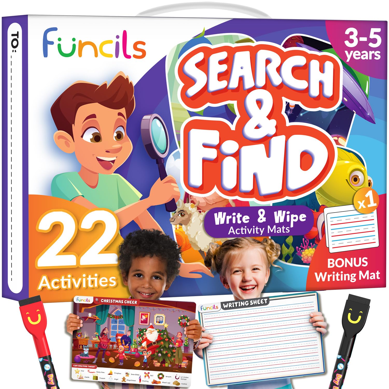 Funcils Preschool Learning Activities - Search and Find for Toddlers, Perfect for Kids, Art and Craft Supplies, Spot it Games, Gifts for Girls and Boys, Educational Toys for Ages 3, 4, 5, 6 Year Old
