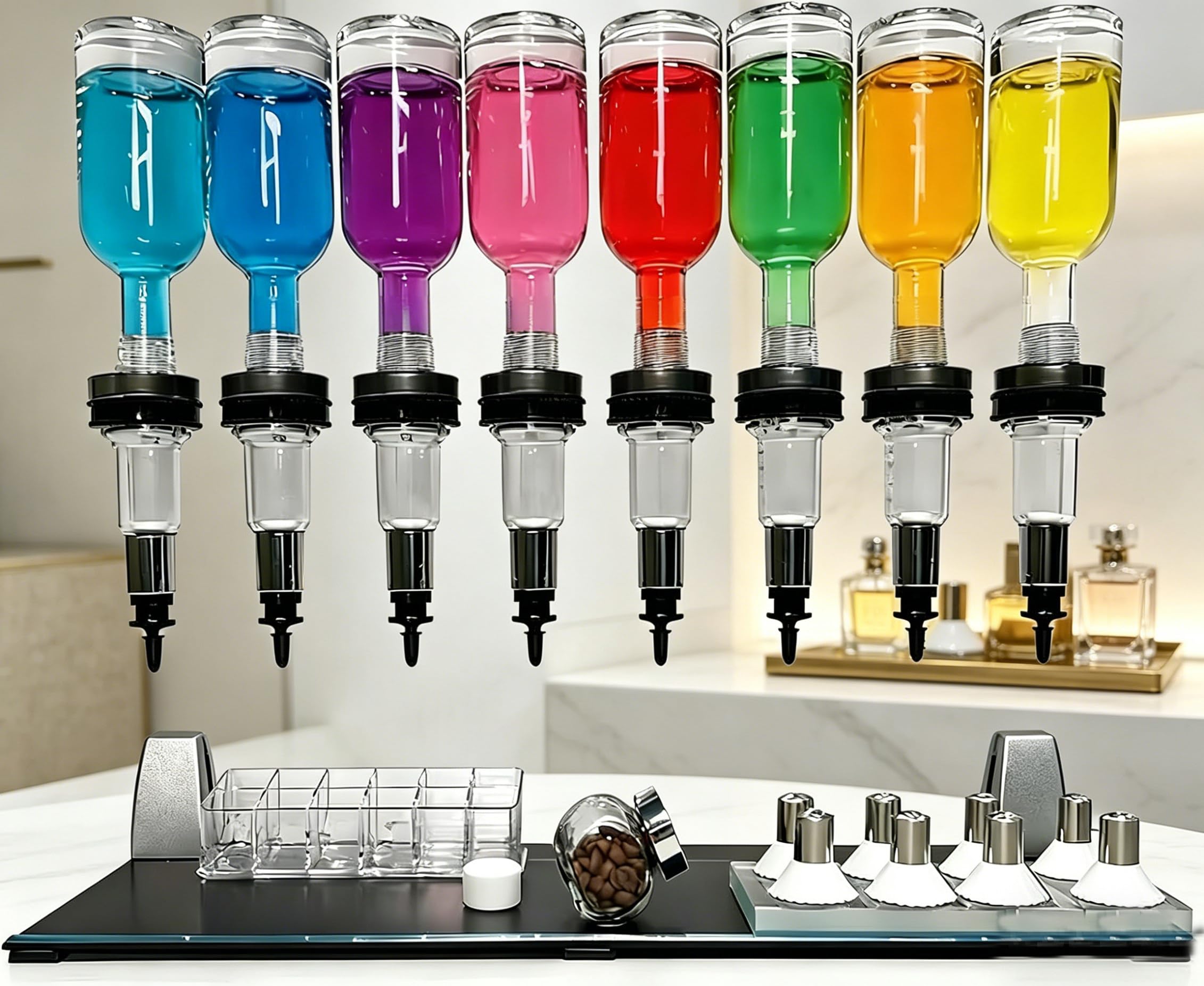 Dispensador de perfume manual de 8 cabezales para barra de bar y mesas de tocador