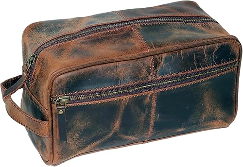 jaald Neceser de cuero genuino para hombre, impermeable, kit de Dopp para afeitarse y aseo para viajes, regalo de padrinos de boda, hombres y