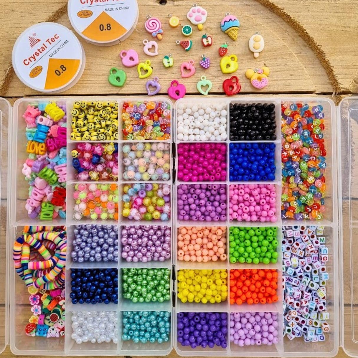 Kit Miçangas Para Pulseiras Coloridas Conjunto Infantil Maleta Completa ...