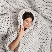 Bearaby Cotton Hand Knit Weighted Blanket for Adults - Chunky Knit Blanket - Sustainable, Breathable, Organic, Cooling Weighted Blanket - Machine Washable Moonstone Gray, 10 lb, 40"x64"