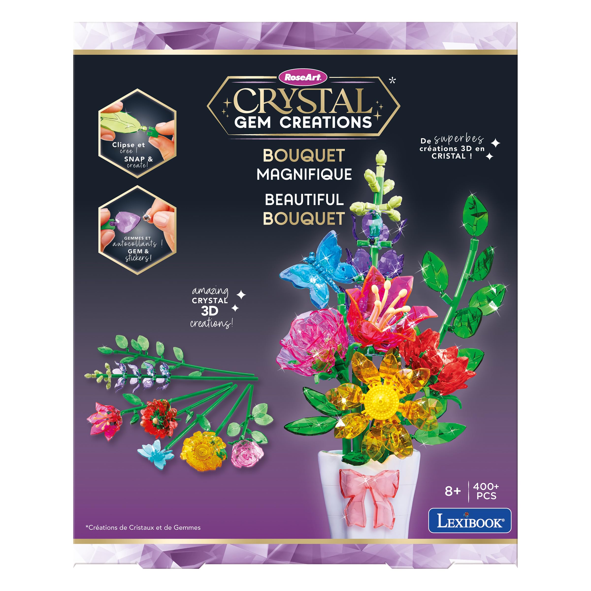 Lexibook, Bouquet di Gemme di Cristallo, Bianco/Rosa/Verde/Blu, CRSS57
