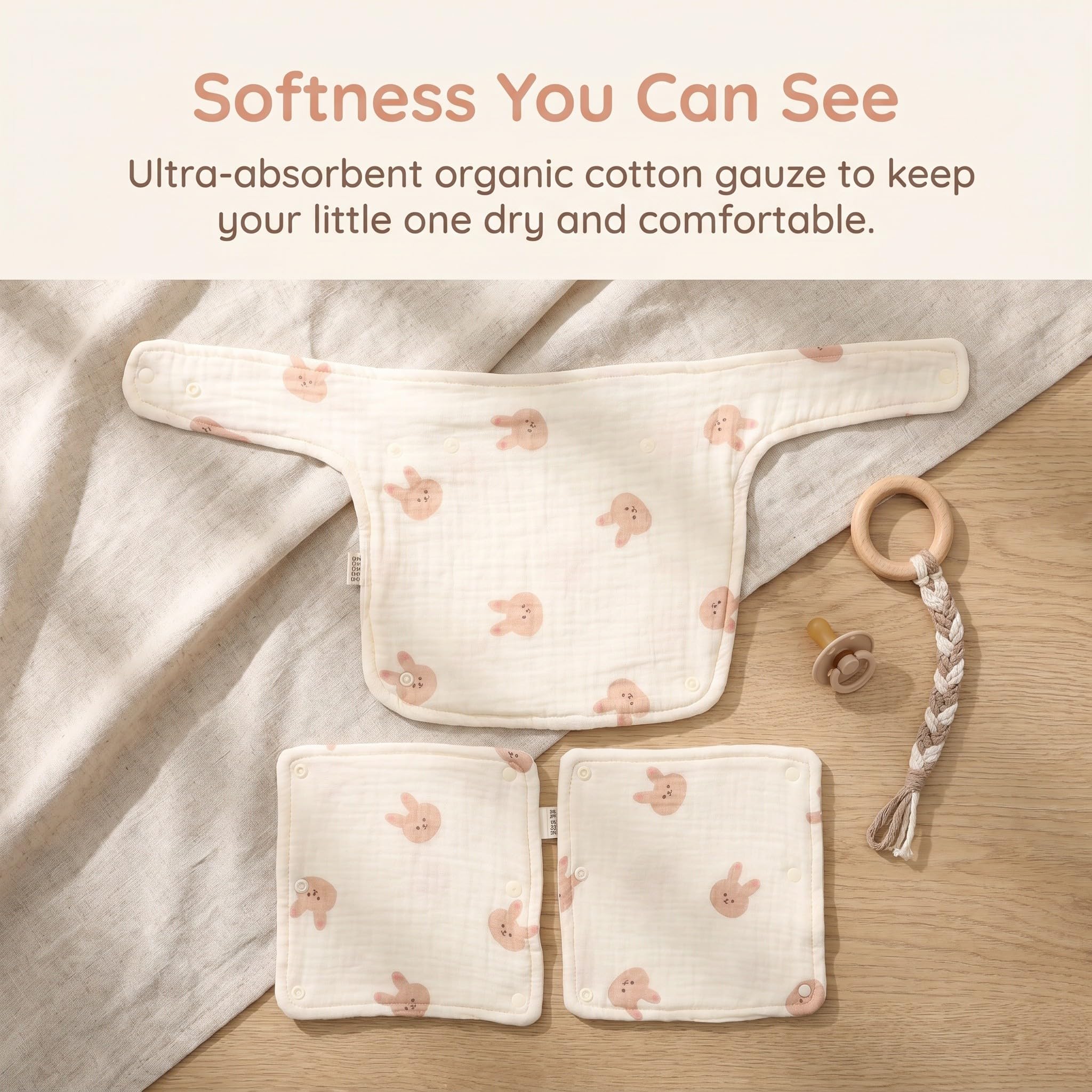 Lurrose Baberos de algodón suave para bebés, baberos absorbentes para la dentición de recién nacidos, bebés y niños, fáciles de limpiar, toalla de saliva adorable para la baba y la dentición.