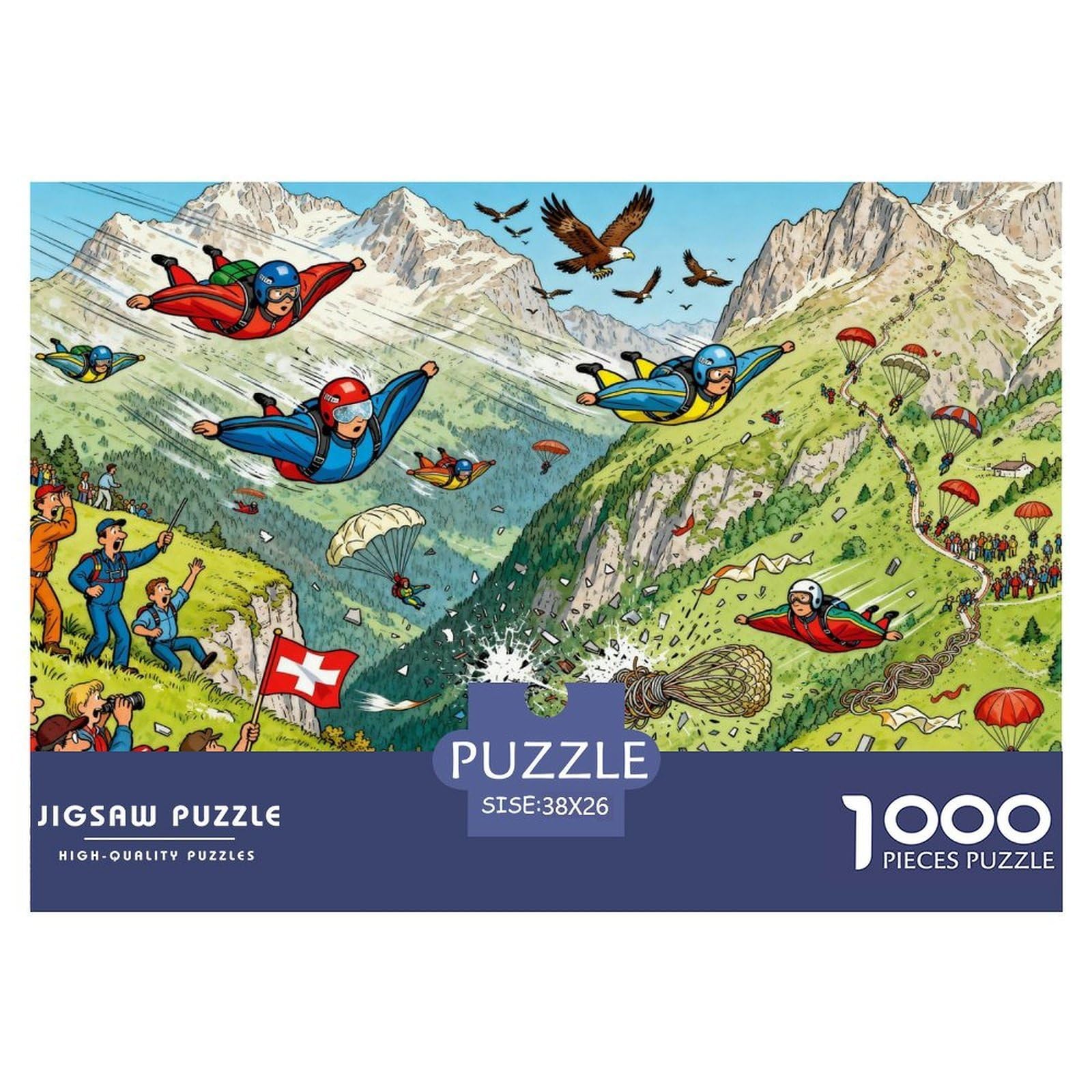 Wingsuit Flying Mountain Dive Wooden Jigsaw Puzzle Waterproof 1000 Piece Puzzles for Adults Challenging And Brainteasing Home Decoration