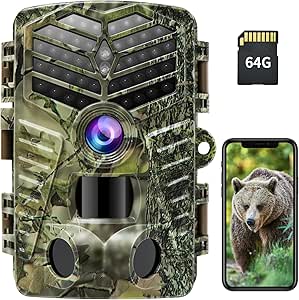 XTU Trail Camera WiFi Bluetooth, 2.7K 48MP Game Camera Wildlife with Night Vision Motion Activated with 64GB Micro SD Card, IP66 Waterproof 120° Detection Angle 940nm No Glow LED for Wildlife asin的图片