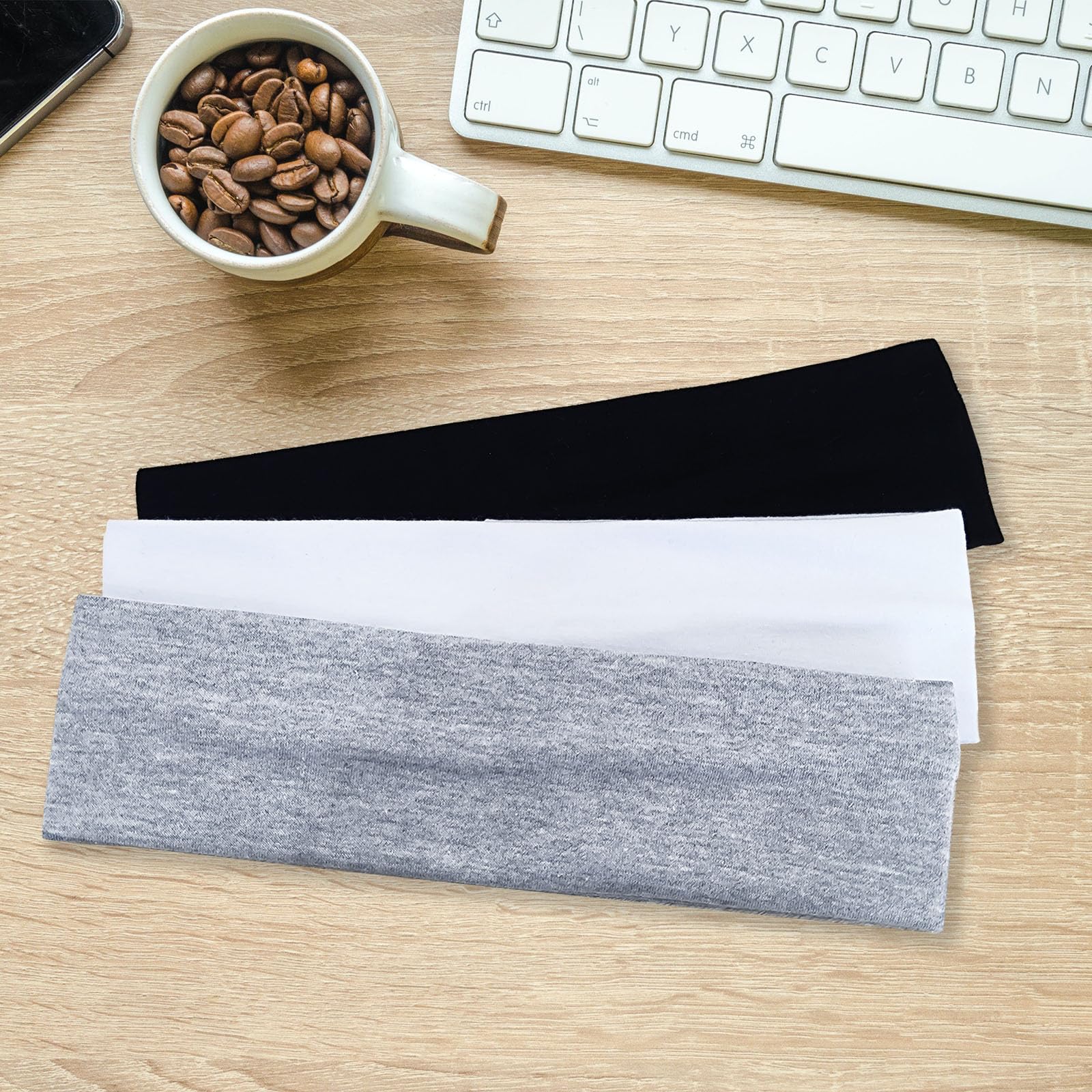 Yoga Headbands for Women, Non Slip Elastic Sweat Hairbands, Solid Color Head Accessories Headscarves Hair Hoop, Sweat-Absorbing Hairbands for Sports, Fitness, Running