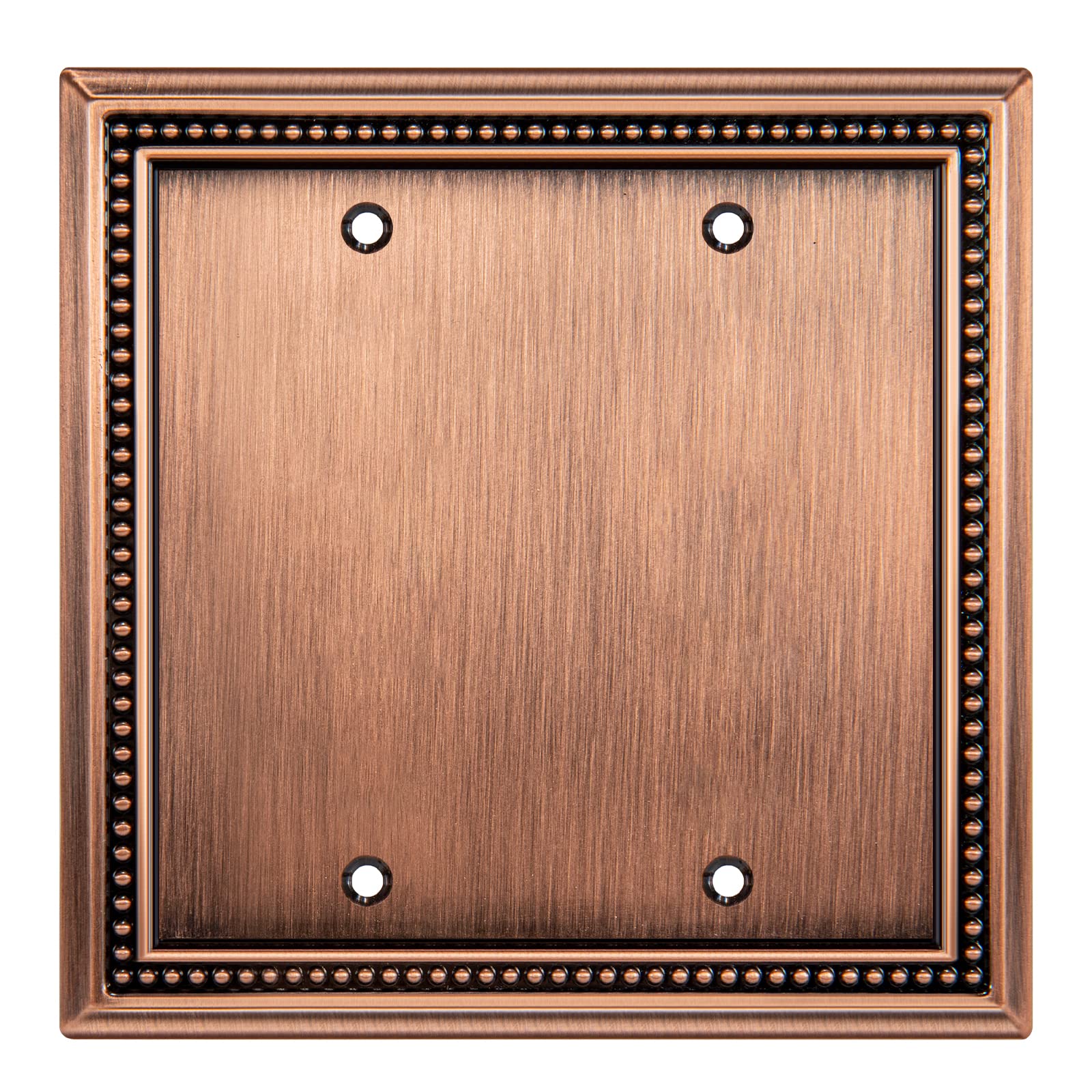 Henne Bery Sunken Pearls Heavy Duty Decorative Wall Plate Switch Plate Outlet Cover (Double Blank, Antique Copper)
