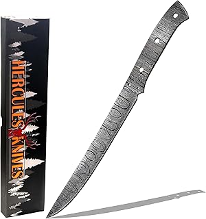 Custom Hand Forged Damascus Steel Blank Blade Fillet Knife Fishing Knife Blade Damascus Blade Billet Handmade Knife Making Supply - Hercules Knives