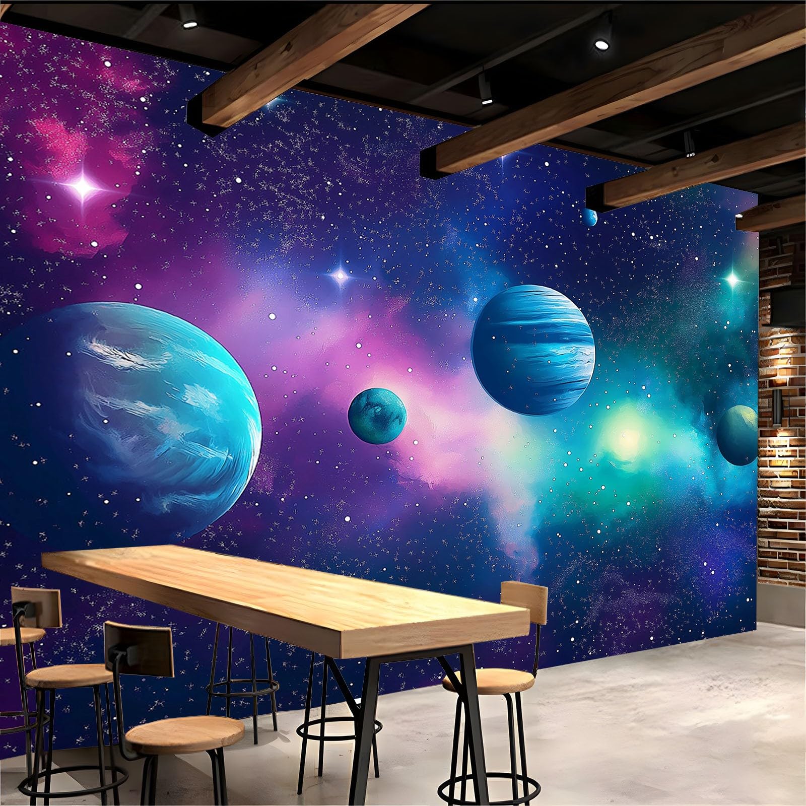 Generico Carta Da Parati Soggiorno Tema Dello Spazio Planetario 250x175 cm Fotomurali Moda Decorazione da Muro Poster Carta per pareti 3D, per Camera Letto Ufficio Cameretta Bambini