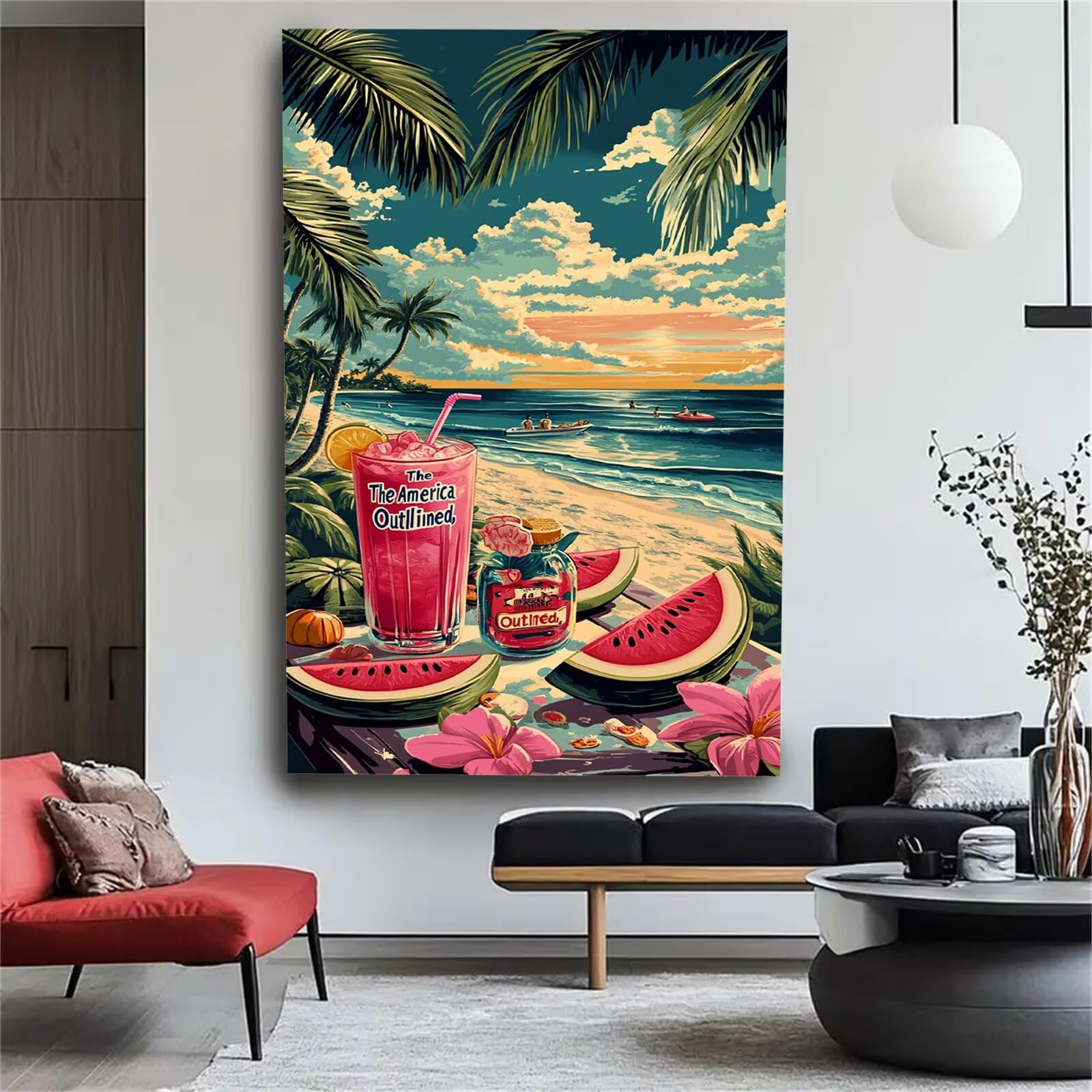 Malen nach Zahlen Erwachsene Großes Format 60x120cm, Sommer Panorama DIY Malset Komplettset auf Leinwand, Ohne Rahmen Acryl Ölgemälde Malen nach Zahlen Wassermelone, Geschenk für Frauen,w-1032k