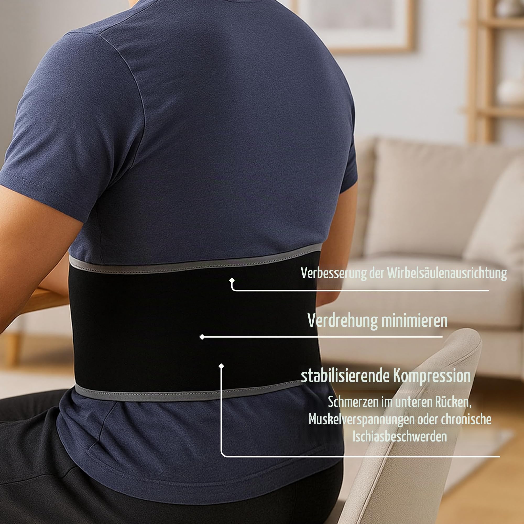 VULKAN Classic Rückenstützgürtel – Lendenwirbelstütze für Männer & Frauen, Verstellbare Rückenbandage zur Schmerzlinderung, Stabiler Rückengurt für Ischias & Haltungskorrektur, Universelle Passform