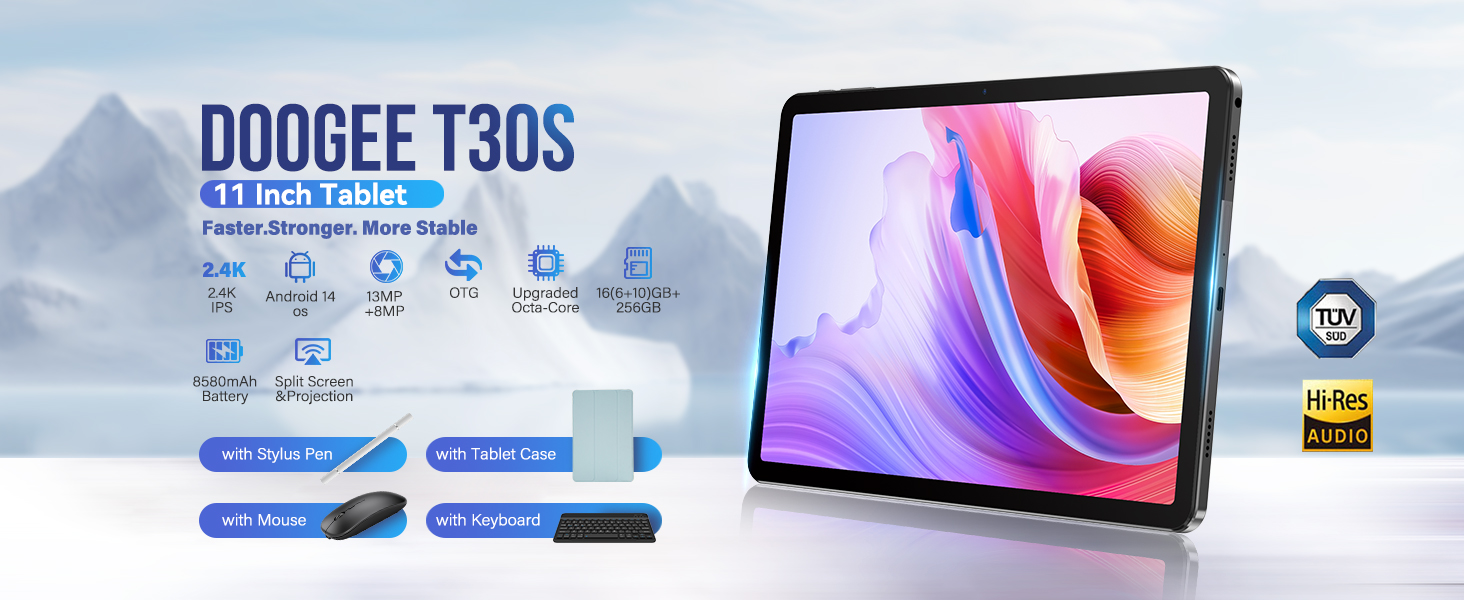 DOOGEE T30S 11 Inch Tablet with Keyboard, Android Tablets 16GB+