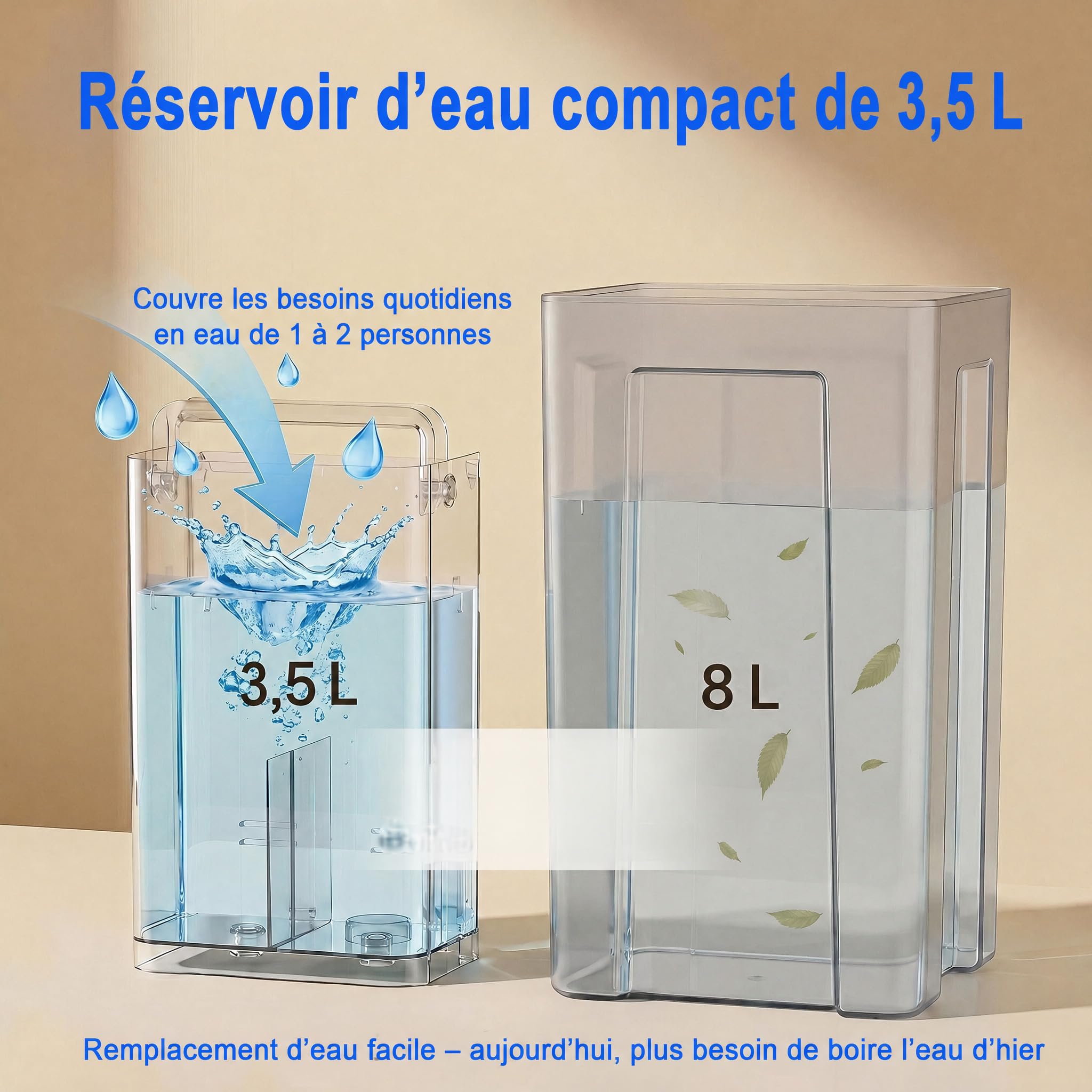 Ecoviva MATE 5H Système d'osmose inverse sur table – Filtre à eau de table avec 3 filtres séparés, stérilisation UV & distributeur d'eau chaude, réduction de PFAS d'eau, eau alcaline, compact