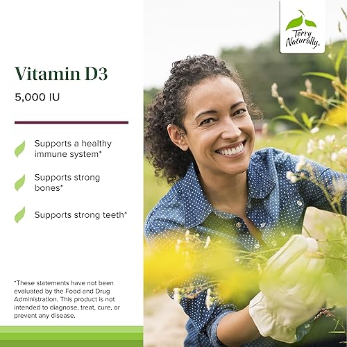 Miniatura 3 de Terry Naturally Vitamina D3 - Suplemento de apoyo para la salud ósea y la fuerza ósea, apoyo al sistema inmunológico y al cerebro, tabletas de